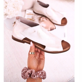 Nicole Flache Ledersandalen für Damen Weiß Natalie golden 2