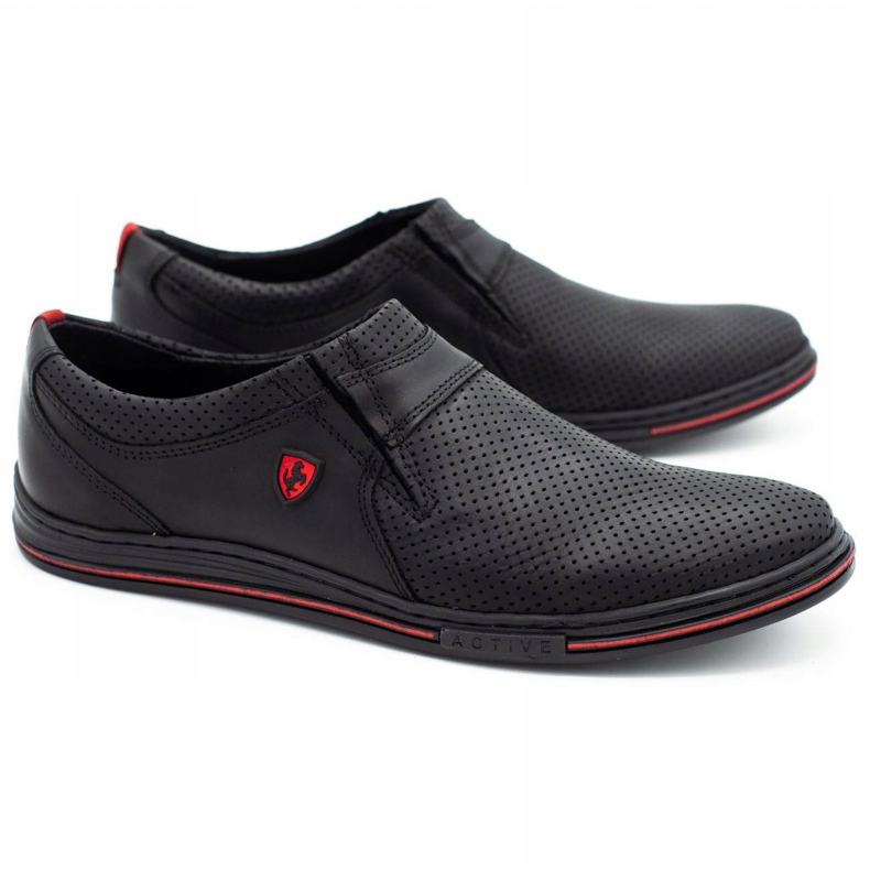 Polbut Herren Lederschuhe 362 schwarze Perforation 1