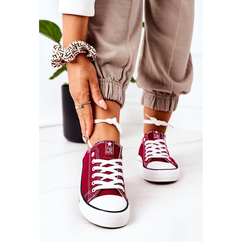 NEWS Klassische Sneakers für Damen Burgund Ecoma rot 2