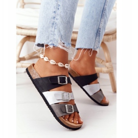 Profilierte Hausschuhe aus Leder Big Star HH274588 Schwarz und Silber silber- 5