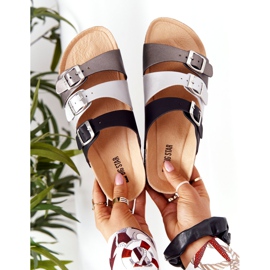 Profilierte Hausschuhe aus Leder Big Star HH274588 Schwarz und Silber silber- 1