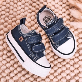 Kinder Niedrige Sneakers Mit Klettverschluss Big Star HH374097 Marineblau 3