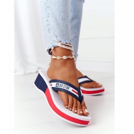 Damen Flip-Flops auf dem Keil Big Star HH274A093 Weiß navy blau 1