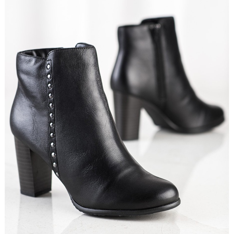 Evento Klassische Lederstiefeletten schwarz 1