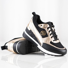 Evento Modische Keilsneaker schwarz golden 1