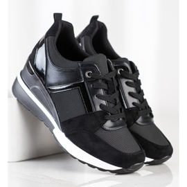 W. Potocki Stylische Sneaker mit Keilabsatz schwarz 1