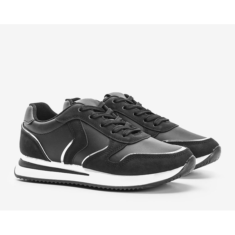 Schwarze Sneaker mit metallischen Delta-Details 1