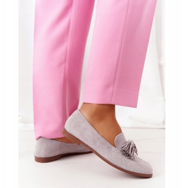 EVE Graue Wildleder-Loafer mit Fransen Alicante 21PB35-3530 3