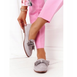 EVE Graue Wildleder-Loafer mit Fransen Alicante 21PB35-3530 4