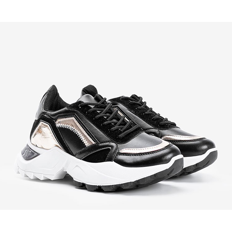 Schwarze Sneaker mit Metallic-Einsätzen von Gordani 1