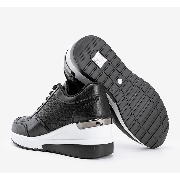 Schwarze Keilsneaker mit geflochtenem Dianne-Muster 1