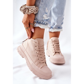 FJ1 Hohe Sneakers Beige Trissy auf einer großen Sohle 2