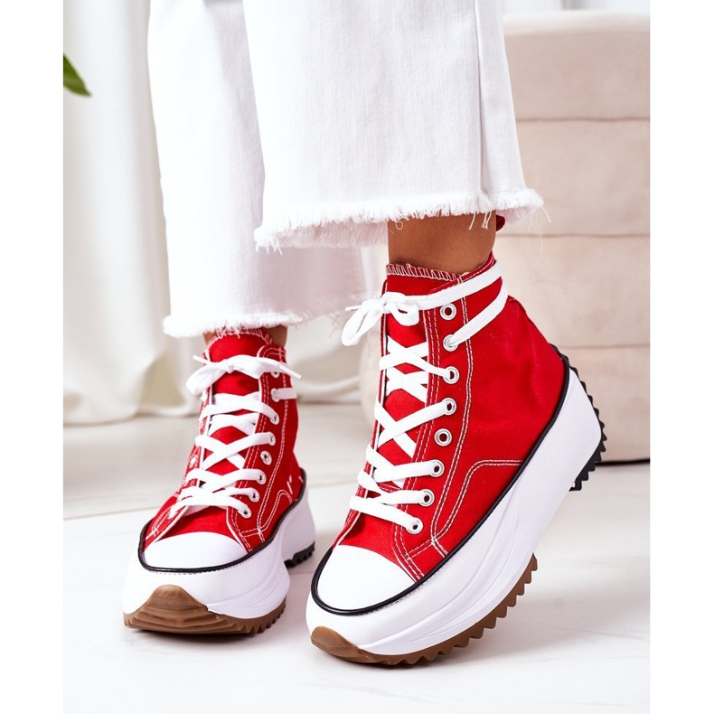 Hohe Sneakers auf der Electric Love Red Platform rot 1