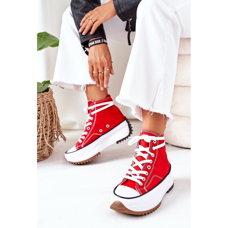 Hohe Sneakers auf der Electric Love Red Platform rot 2