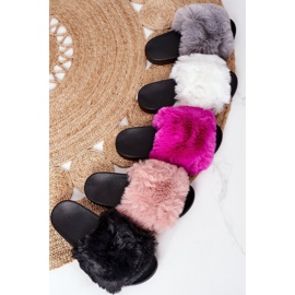 FJ1 Gummipantoffeln mit rosa weichem Fell 1