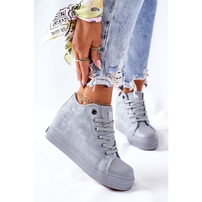 Leder Sneakers On Wedge Big Star II274094 Blau 2