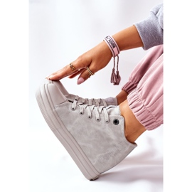 Leder Sneakers On Wedge Big Star II274093 Grau 1
