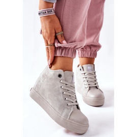 Leder Sneakers On Wedge Big Star II274093 Grau 2