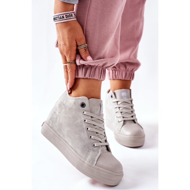 Leder Sneakers On Wedge Big Star II274093 Grau 2
