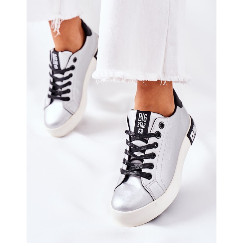 Damen Leder Sneakers Big Star II274034 Silber silber- 2