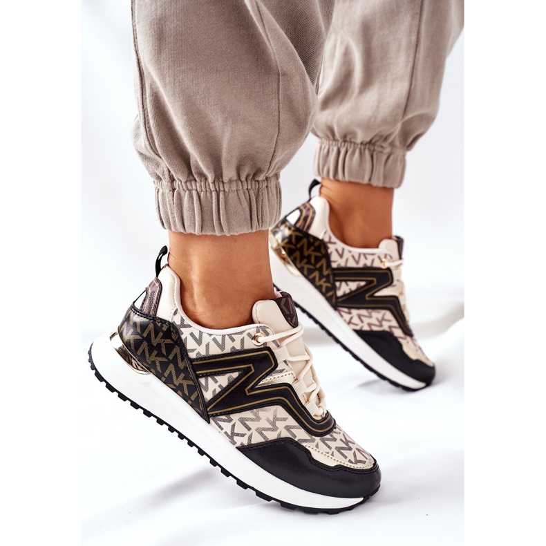 Logowane Sportschuhe Sneakers Beige und Schwarz Always 1