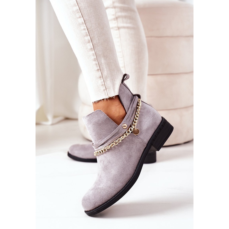 PS1 Wildlederstiefel mit Kette Grau Elvira 2