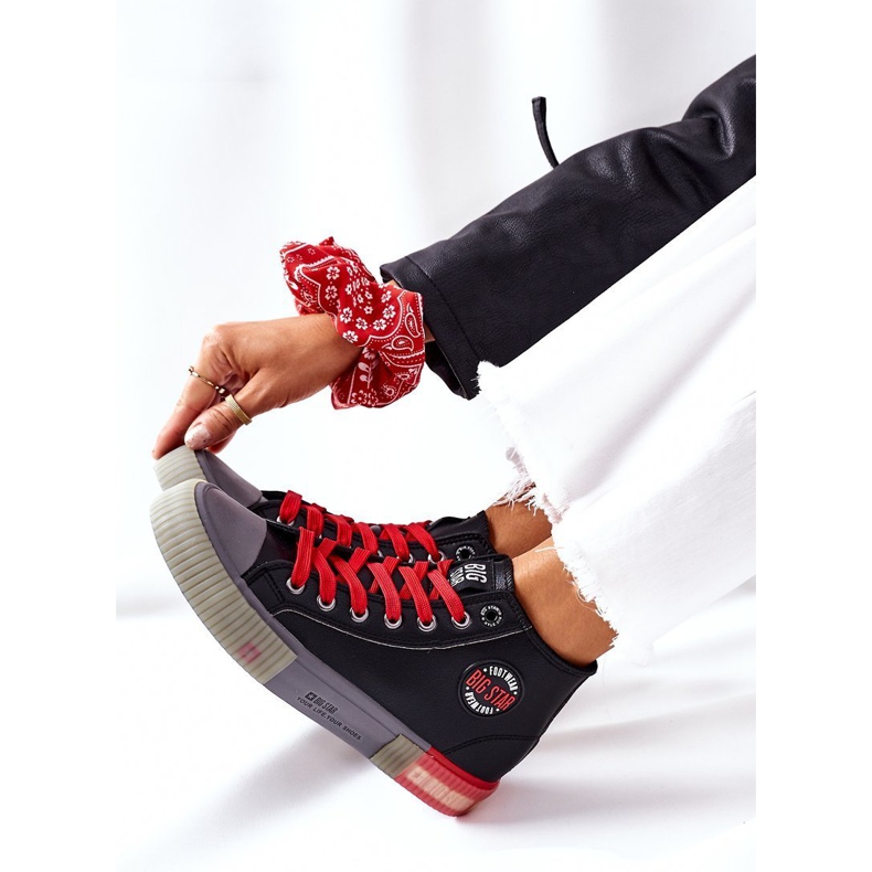 Hohe Sneakers aus Leder Big Star II274139 Schwarz rot 1