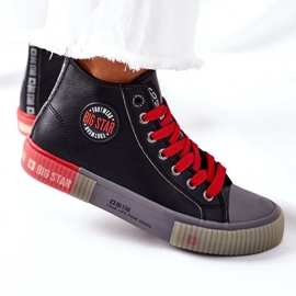 Hohe Sneakers aus Leder Big Star II274139 Schwarz rot 2