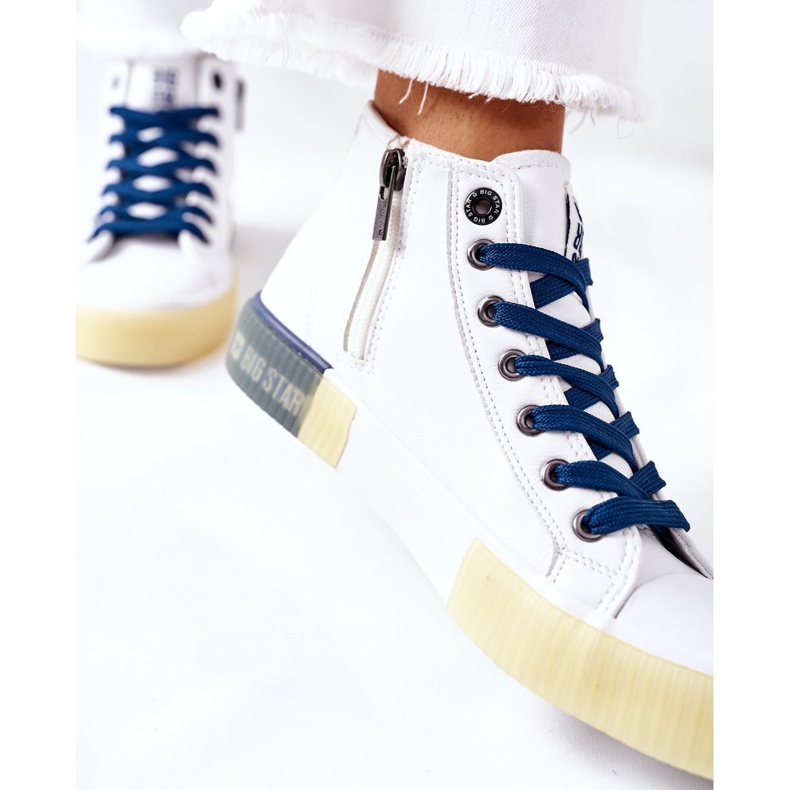 Hohe Sneakers aus Leder Big Star II274137 Weiß marineblau 1