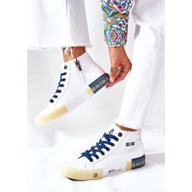 Hohe Sneakers aus Leder Big Star II274137 Weiß navy blau 2