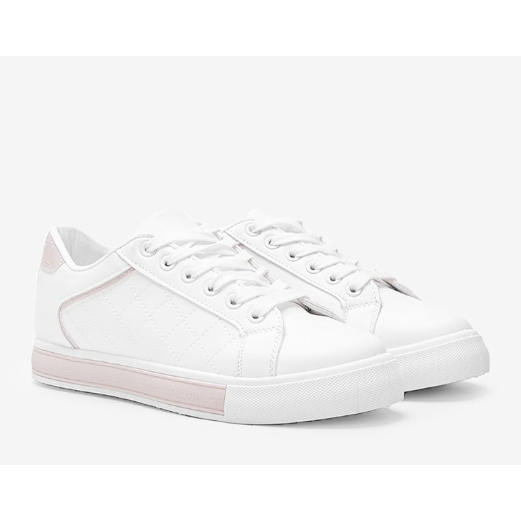 Weiß-beige Sneaker mit Muster auf dem Turandont-Obermaterial 1