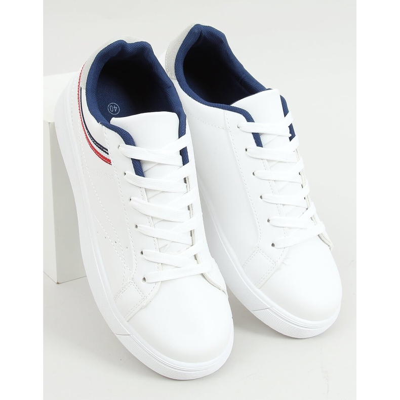 Weiße Damen Sneaker B0-686 WEISS / ROT 1