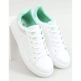 Weiße Damen Sneaker B0-686 WEISS / GRÜN 1