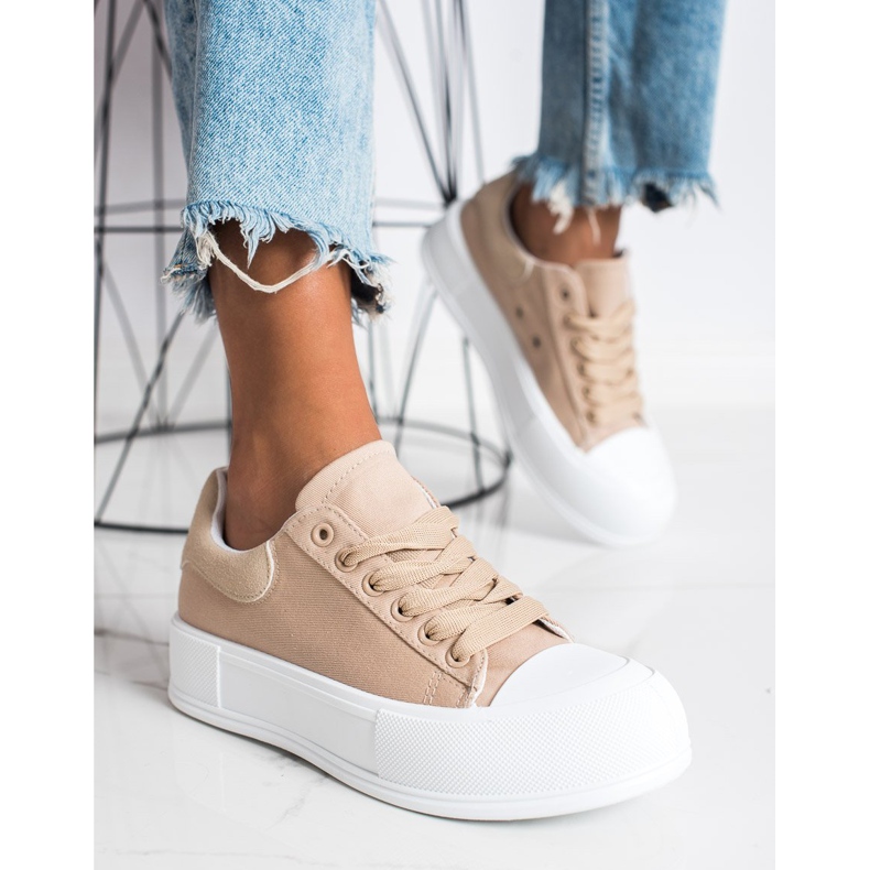 Goodin Klassische Sneaker auf der Plattform beige 2