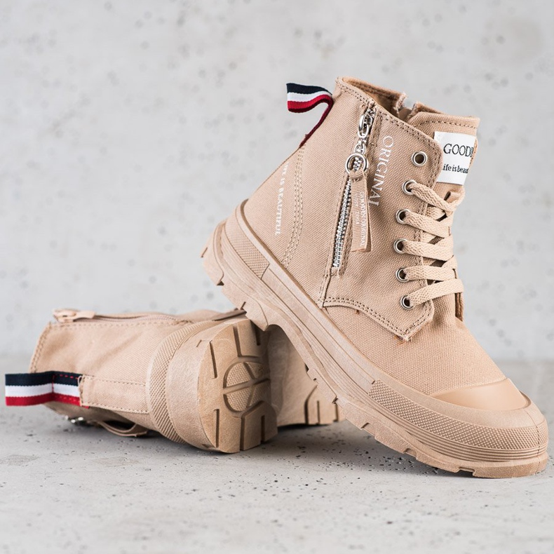 Goodin Sneakers mit dekorativem Reißverschluss beige 1