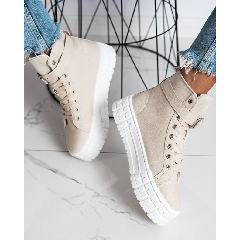 Goodin Sneakers auf der Plattform mit Tasche beige 2