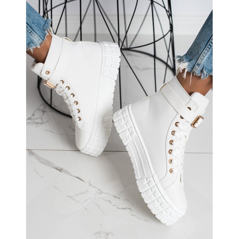 Goodin Sneakers auf der Plattform mit Tasche weiß 2