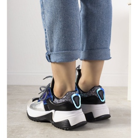 Silberne Sneaker mit hoher Spring-Sohle schwarz silber- 1