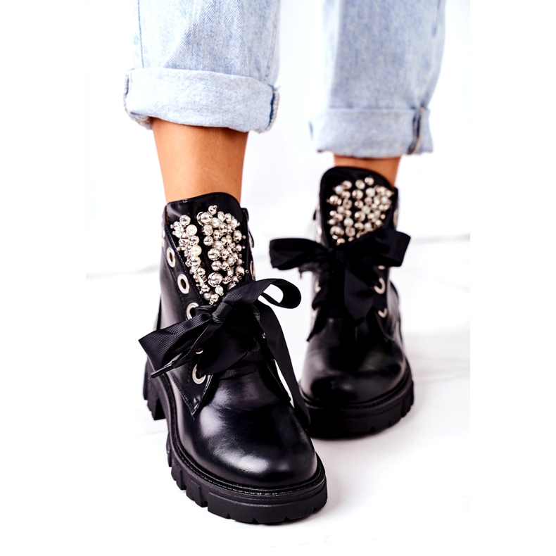 PS1 Warme Arbeiter mit Metallperlen Black Perla schwarz 4