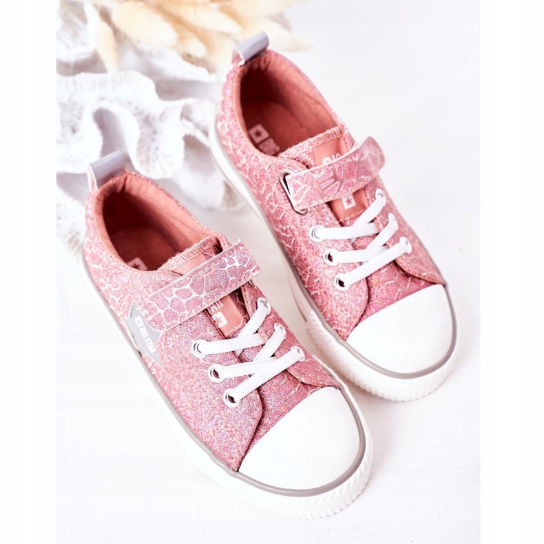 Kinder Sneaker mit Klettverschluss Big Star HH374027 Rosa silber- 1