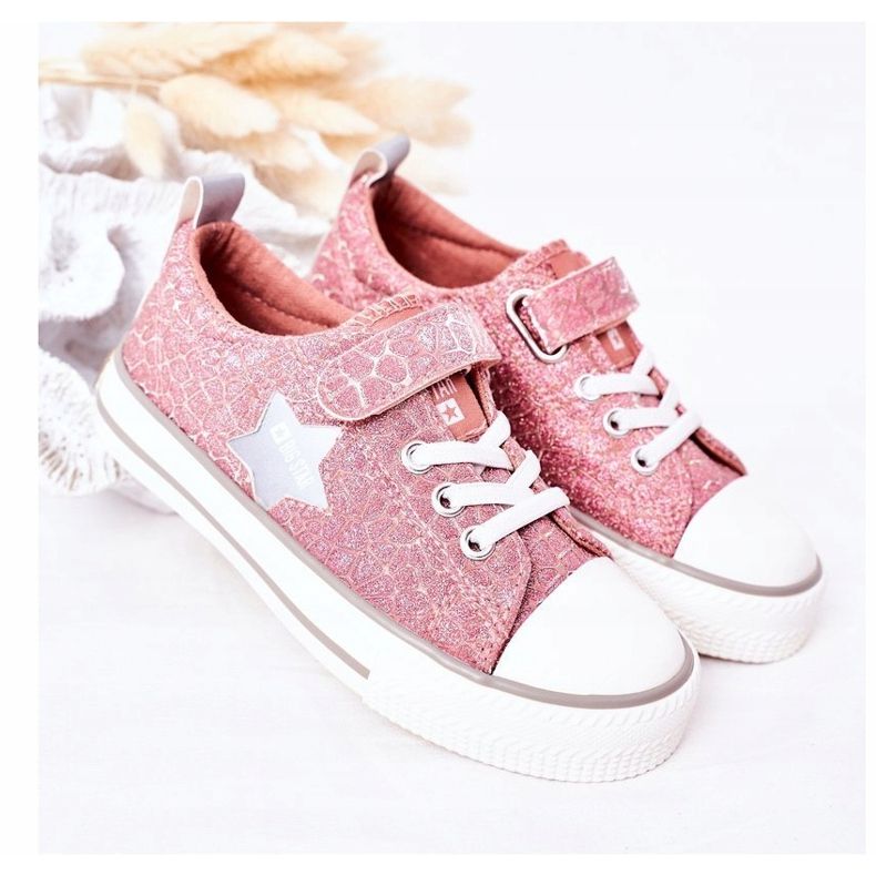 Kinder Sneaker mit Klettverschluss Big Star HH374027 Rosa silber- 2