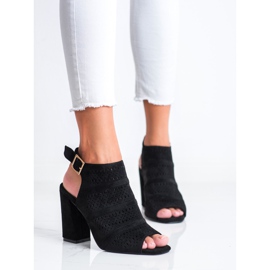 Renda Durchbrochene Sandalen auf einem Pfosten schwarz 2