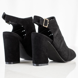 Renda Durchbrochene Sandalen auf einem Pfosten schwarz 1