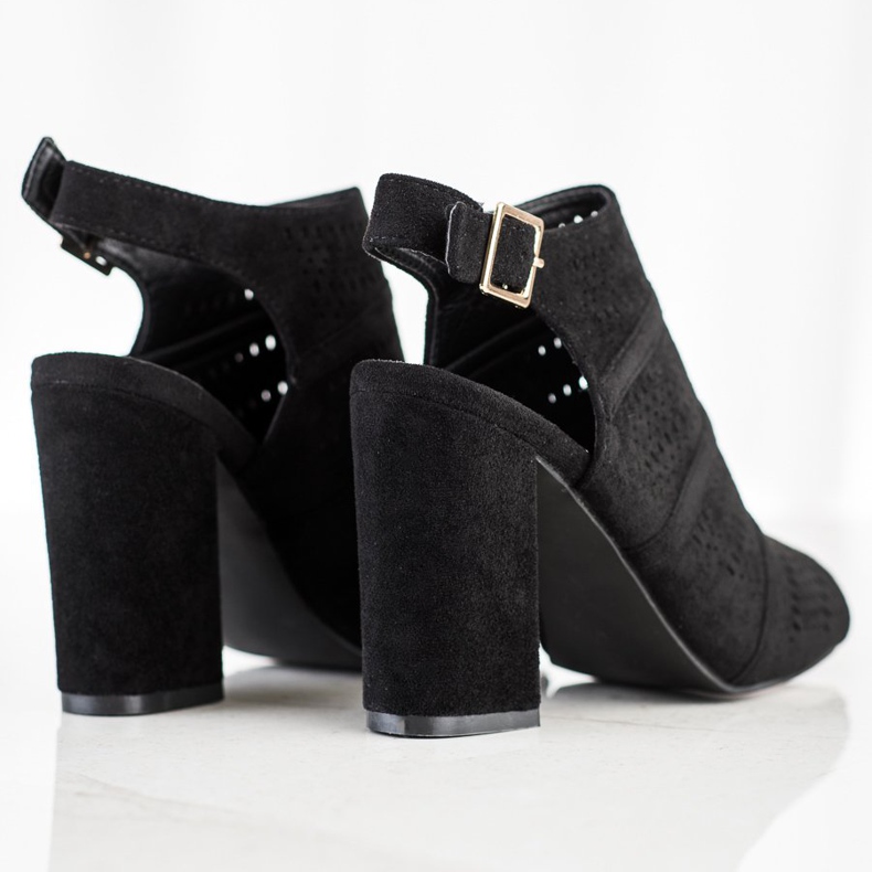 Renda Durchbrochene Sandalen auf einem Pfosten schwarz 1