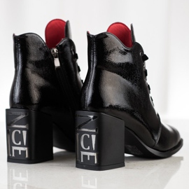 Filippo Lackierte Stiefel am Pfosten schwarz 1