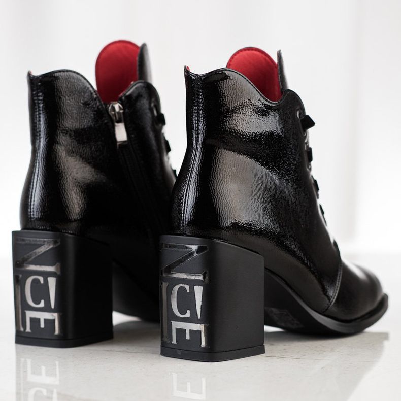 Filippo Lackierte Stiefel am Pfosten schwarz 1