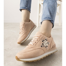 Rosa Sport-Sneaker verziert mit Ruler-Nieten 1