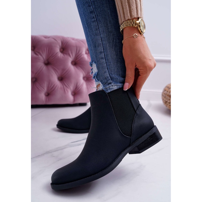 S.Barski Damen Stiefeletten Chelsea Boots Flacher Absatz Schwarz Barski 18-75 1