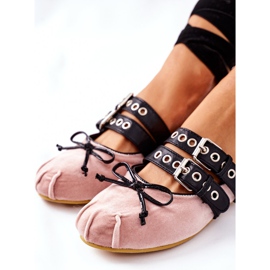 Gebundene Ballerinas aus Velours Lu Boo Beige 1