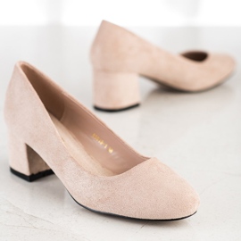 Sabatina Pumps auf breiter Säule beige 2
